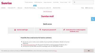 
                            2. Sunrise mail – Use and services – Sunrise help