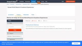 
                            10. Sunset World Resort & Vacations Experiences - Computrabajo