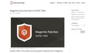 
                            10. SUPEE-7405: Magento Security Patch - InteractOne