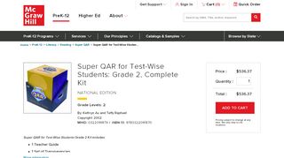 
                            12. Super QAR for Test-Wise Students: Grade 2, Complete Kit