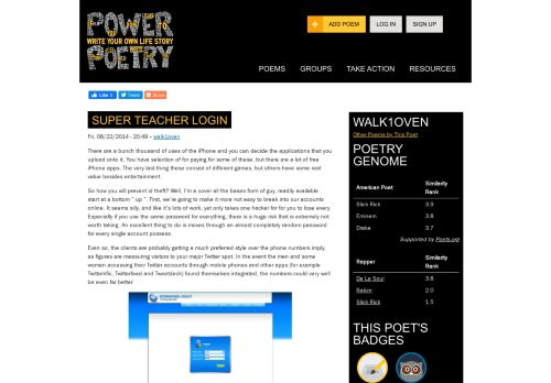 
                            10. Super Teacher Login | Power Poetry