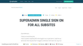 
                            5. Superadmin Single Sign On for all subsites - WPMU Dev