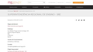 
                            8. Superintendência Regional de Ensino - SRE | Estado de Minas Gerais