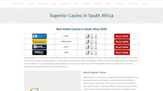 
                            12. Superior Casino in South Africa - R250 Free No Deposit Bonus