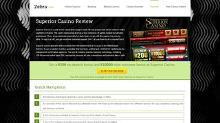 
                            5. Superior Casino Review | R200 no deposit bonus - Zebra Casino