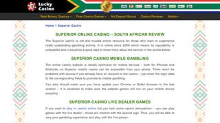 
                            8. Superior Casino - South Africa Online Casino Review 2018