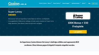 
                            11. Superlenny Casino: 100€ Bonus, über 1.000 Spiele + EU-Lizenz!