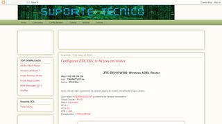 
                            11. suporte: Configurar ZTE ZXV 10 W300 em router