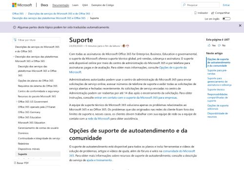 
                            8. Suporte | Microsoft Docs