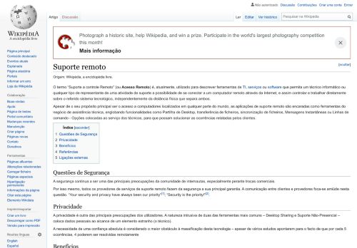 
                            3. Suporte remoto – Wikipédia, a enciclopédia livre