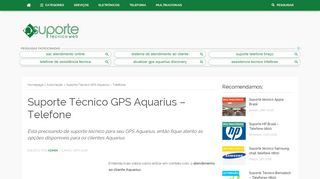 
                            10. Suporte Técnico GPS Aquarius – Telefone - Suporte Técnico Web