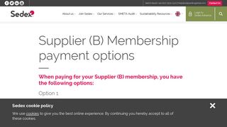 
                            10. Supplier (B) Membership payment options | Sedex