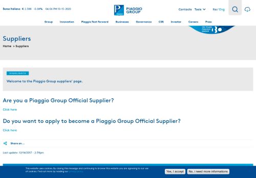 
                            12. Suppliers | Piaggio Group