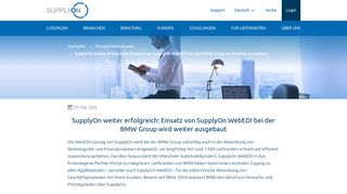 
                            12. SupplyOn weiter erfolgreich: Einsatz von SupplyOn WebEDI bei der ...