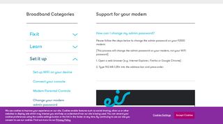 
                            6. Support | Change Your Modem Admin Password | eir.ie