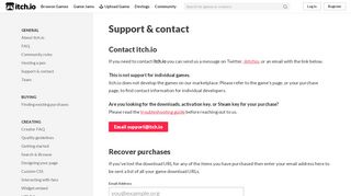 
                            8. Support & contact - itch.io