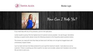 
                            10. Support & FAQ – Pre-Login — Tanya Aliza Member Lounge