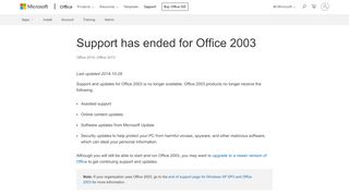 
                            5. Support has ended for Office 2003 - Microsoft Office