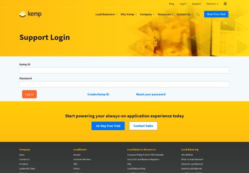 
                            13. Support Login - KEMP Technologies