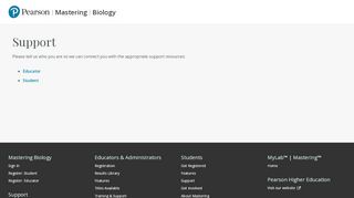 
                            4. Support | Mastering Biology | Pearson - MyLab & Mastering