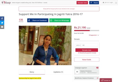 
                            10. Support Me In Participating In Jagriti Yatra 2016-17 | Milaap