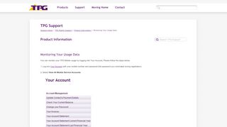 
                            2. Support – Monitoring your TPG Mobile Usage Data