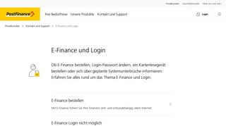 
                            12. Support rund um E-Finance und Login | PostFinance