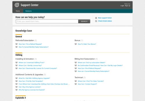 
                            4. Support : Support Center - Explaindio