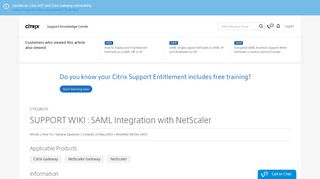 
                            4. SUPPORT WIKI : SAML Integration with NetScaler - Support & Services