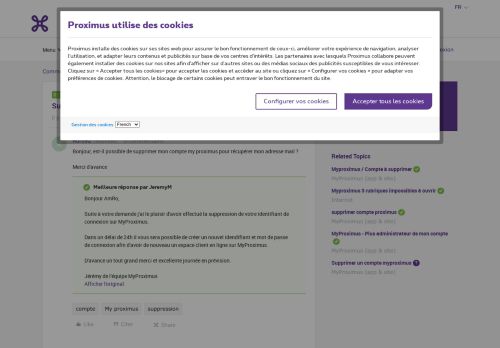 
                            7. Supprimer compte myproximus | Proximus FR