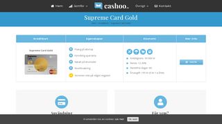 
                            9. Supreme Card Gold, poäng på alla köp, kreditgräns 150000 kr, 60 ...