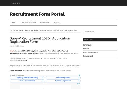 
                            2. Sure-P Recruitment 2018/2019 | Application Registration Form ...