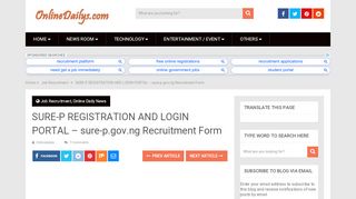 
                            4. SURE-P REGISTRATION AND LOGIN PORTAL ... - ONLINE DAILYS