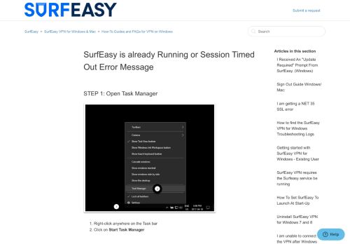 
                            1. SurfEasy is already Running or Session Timed Out Error Message ...