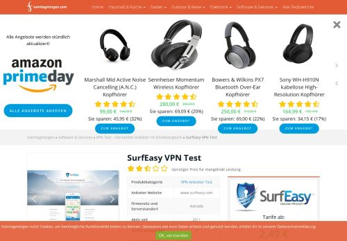 
                            7. SurfEasy VPN Test - Sonntagmorgen.com