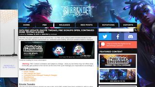 
                            11. Surrender at 20: 10/12 PBE Update: Emote Tweaks, PBE Signups ...