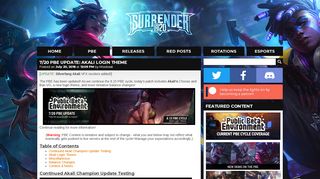 
                            13. Surrender at 20: 7/20 PBE Update: Akali Login Theme