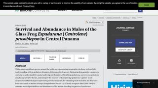 
                            11. Survival and Abundance in Males of the Glass Frog Espadarana ...