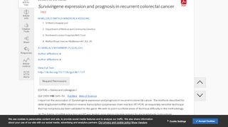 
                            9. Survivingene expression and prognosis in recurrent colorectal cancer ...