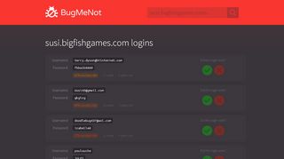 
                            5. susi.bigfishgames.com passwords - BugMeNot