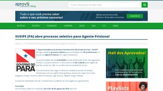 
                            12. SUSIPE (PA) abre processo seletivo para Agente Prisional -Editais de ...