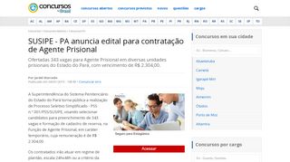 
                            6. SUSIPE - PA anuncia edital para contratação de Agente Prisional