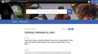 
                            8. Suspensão temporária de conta - Ubisoft Support