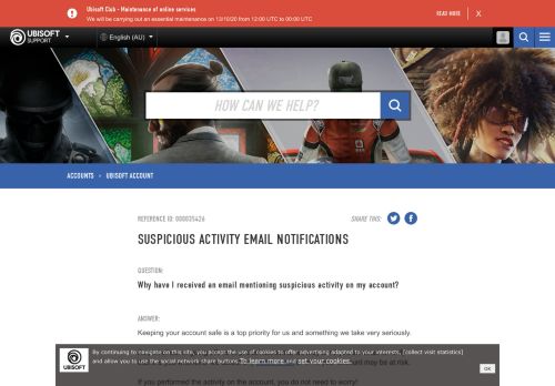 
                            5. Suspicious Activity Email Notification - Ubisoft Support
