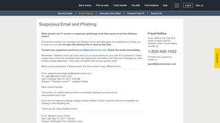 
                            3. Suspicious emails and phishing | Western Union