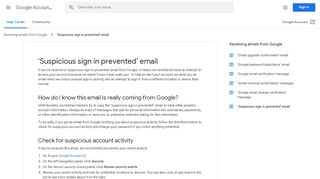 
                            2. 'Suspicious sign in prevented' email - Google Account Help