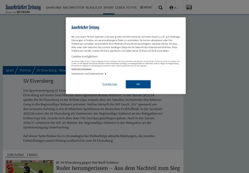 
                            10. SV Elversberg - News und aktuelle Infos zur SVE - Saarbrücker Zeitung