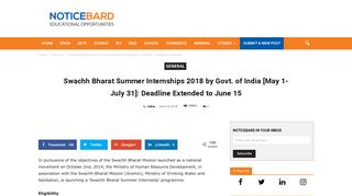 
                            4. Swachh Bharat Summer Internships 2018 by Govt. of India [May 1 ...