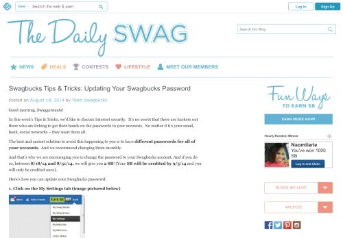 
                            7. Swagbucks Tips & Tricks: Updating Your Swagbucks Password