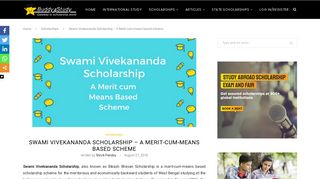 
                            3. Swami Vivekananda Scholarship – A Merit-cum-means based scheme